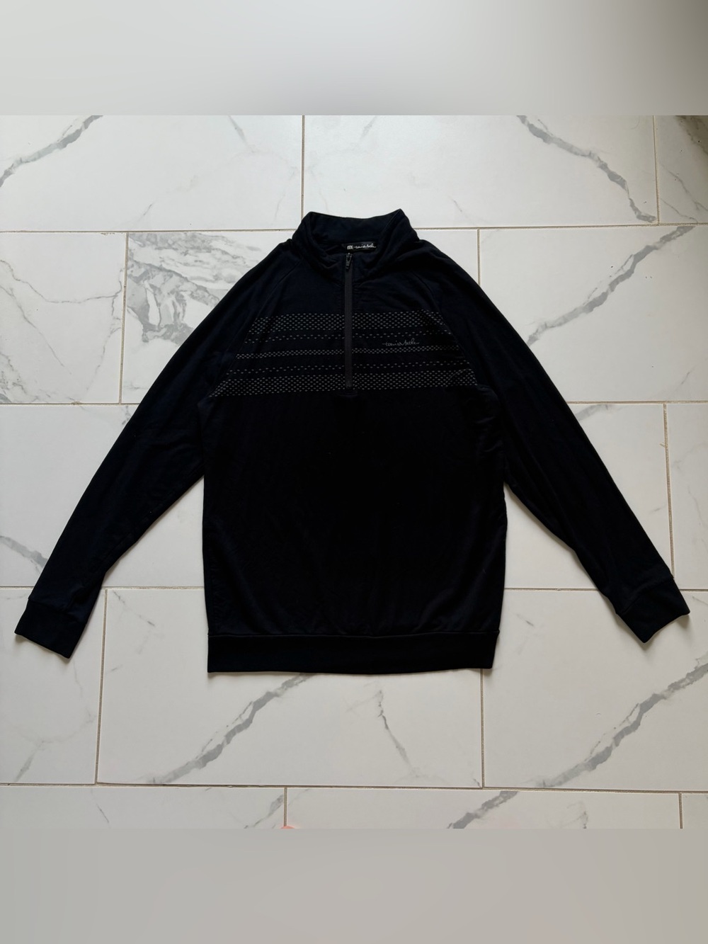 Travis Mathew Gulf Shores 1/4 Quarter Zip Sweater Men’s Size M Black White